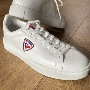 French brand Rossignol white leather street skate tennis shoes